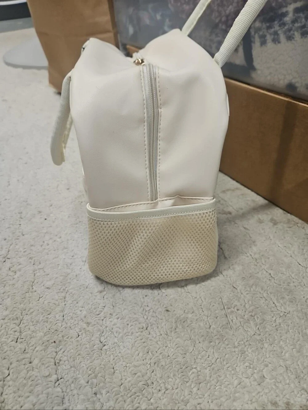 Smiley Face Insulated Lunch Bag Beige Cute Travel Cosmetic Cooler